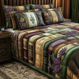 Vintage Books 3-Piece Quilted Bedding Set NCU0VT126