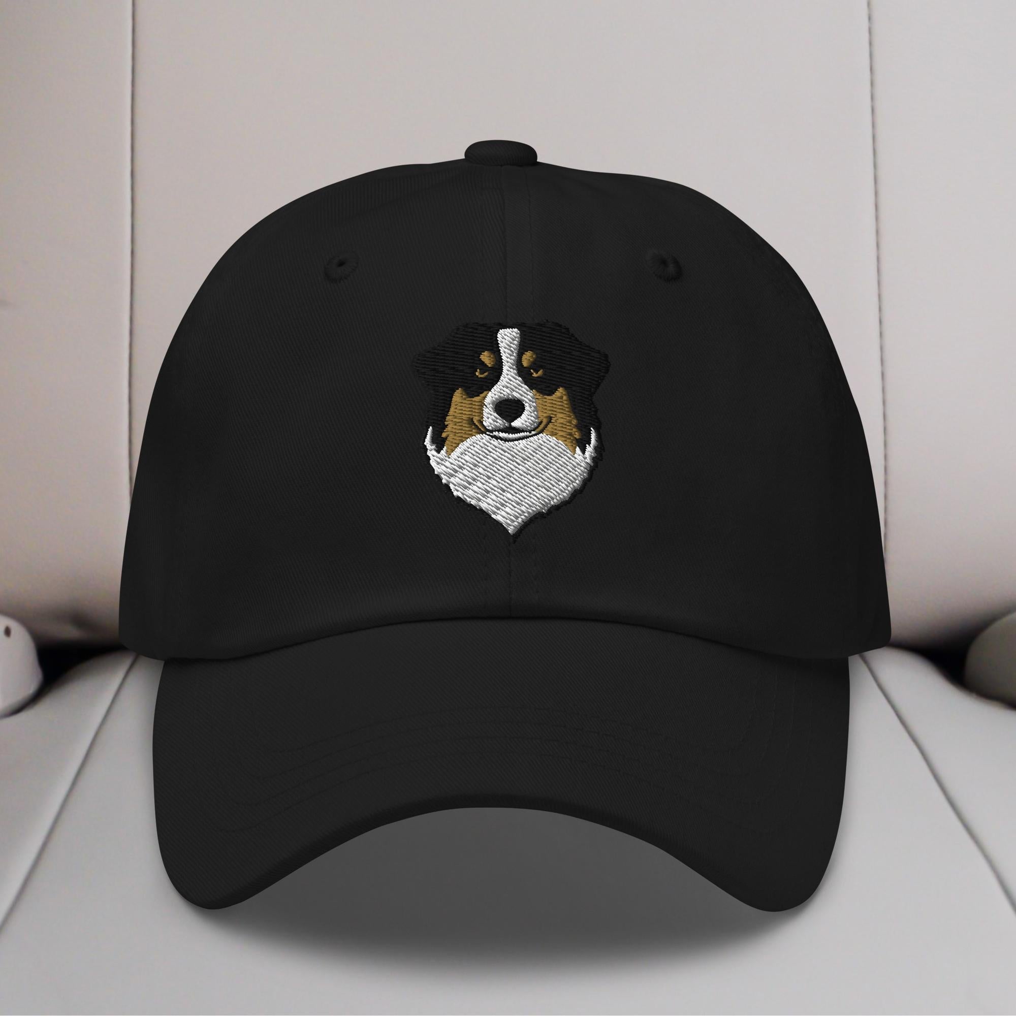 Australian Shepherd Head (Black) Embroidered Hat