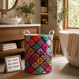 Boho Patchwork Vibes Quilted Laundry Basket NCU0NXD194