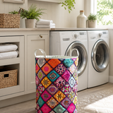 Boho Patchwork Vibes Quilted Laundry Basket NCU0NXD194