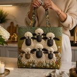 Quilted Tote Bag - Five Sheep